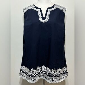 Talbots Boho Embroidered Sleeveless Blouse
